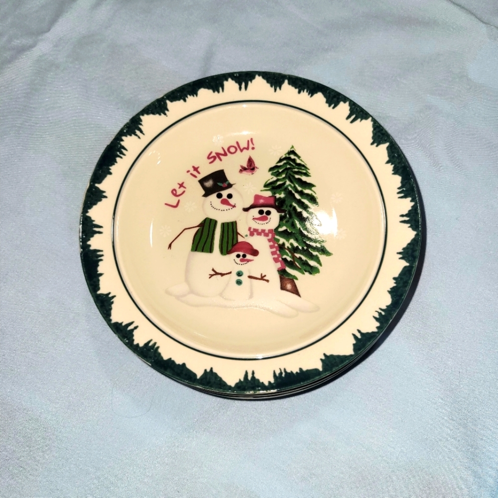 Atico Snowman Vtg 1998 "Let it Snow" Christmas Holiday 6.5" stoneware